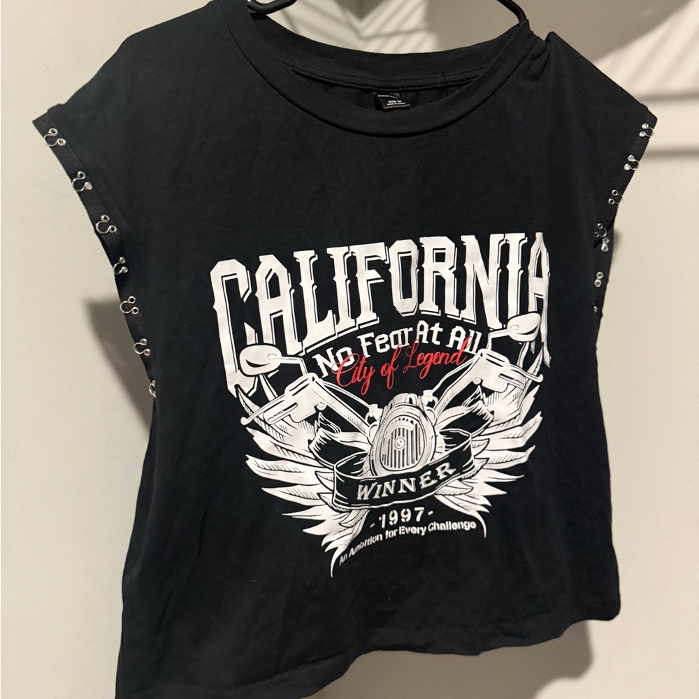 Black Graphic Tee with California Print
